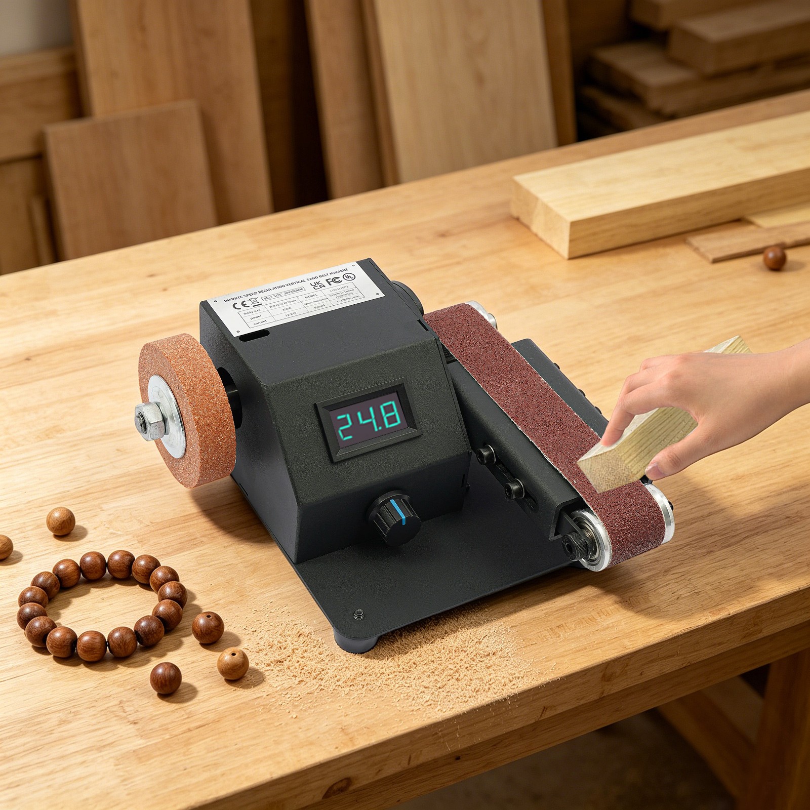 Belt Sander Bench Grinder Knife Sharpener Tool w/10 Belts Table Polishing Sander