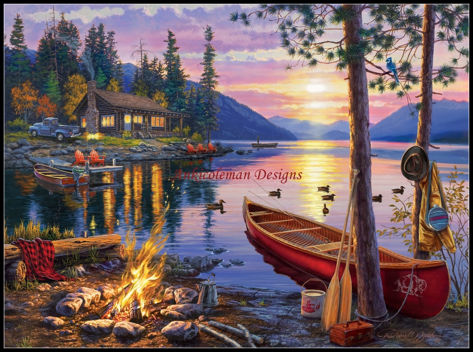 Canoe Lake - Counted Cross Stitch Patterns - Color & BW Symbols