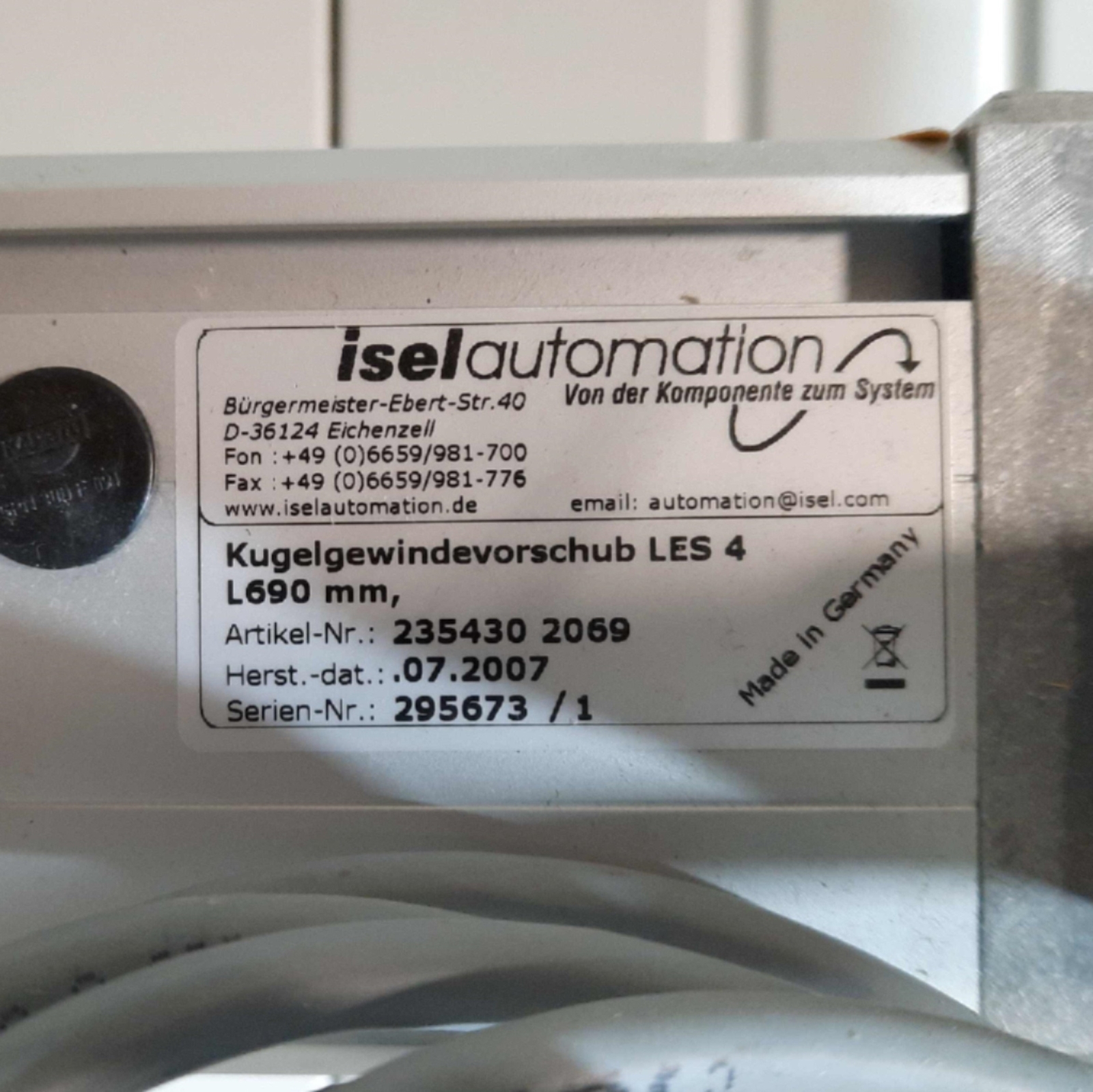 ISEL 235430 2069 LES 4 Stepper Driven Linear Positioner 690mm 2x Carriages