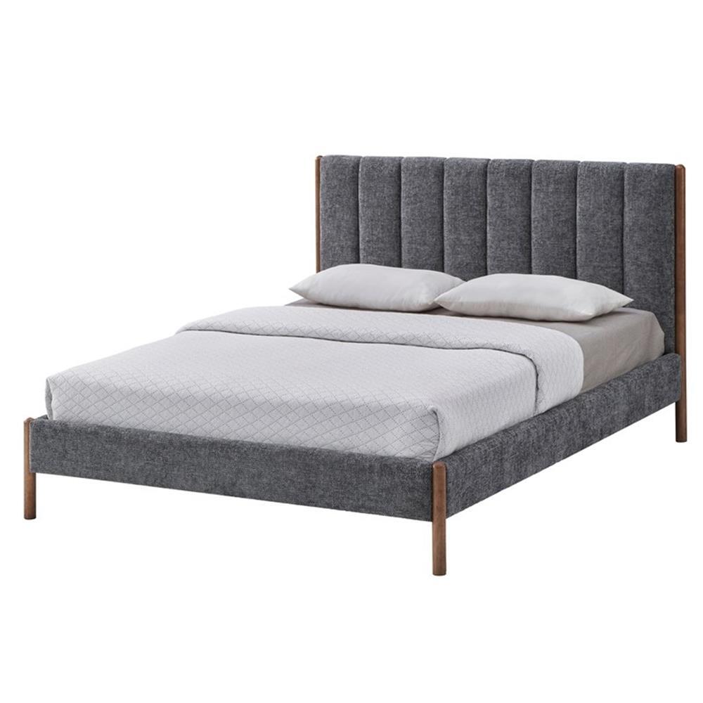 Omax Decor Exton Upholstered Platform Queen Bed in Dark Gray Fabric