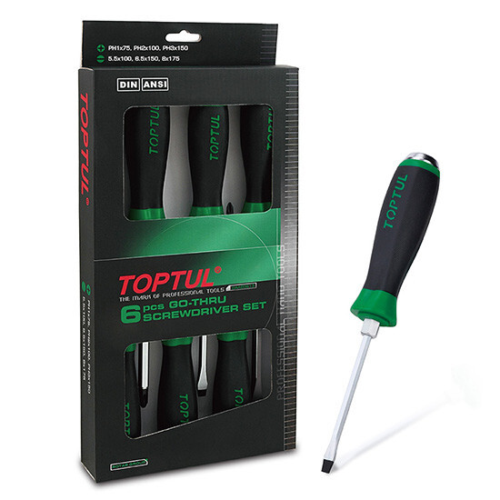 Toptul GAAE0613 - 6PCS Go-Thru Slotted & Phillips Screwdriver Set