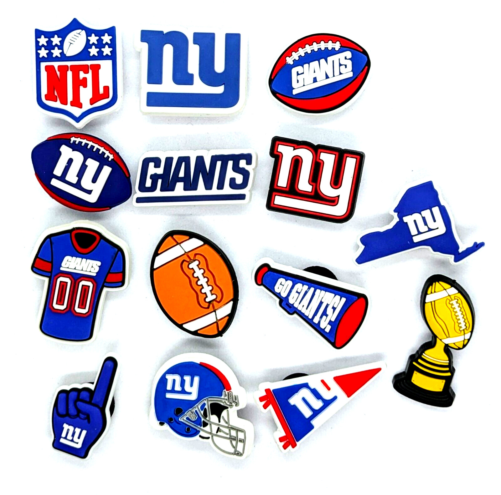 NEW YORK GIANTS SHOE CHARMS (14pcs) Football Cool Gift Accessories Set Lot