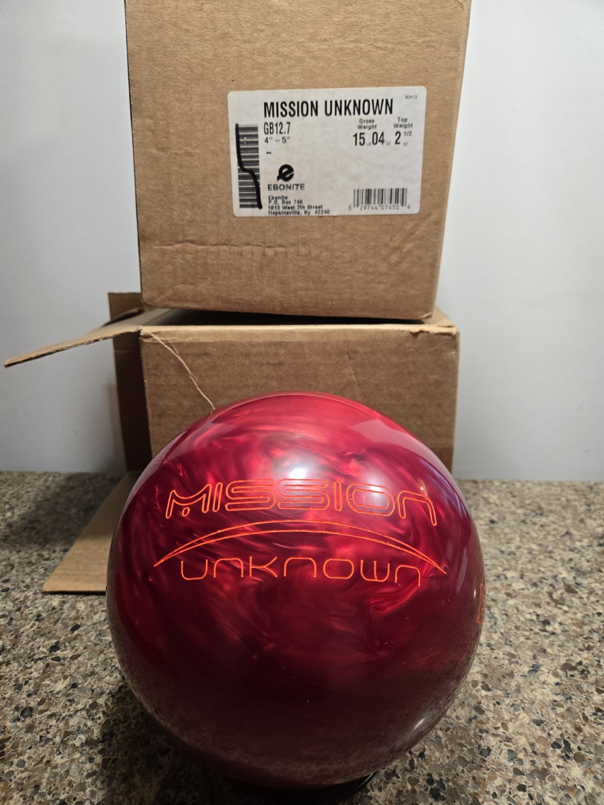 New Ebonite Mission Unknown 15lb  Rare Red Mystery Ball Comes With Original Box