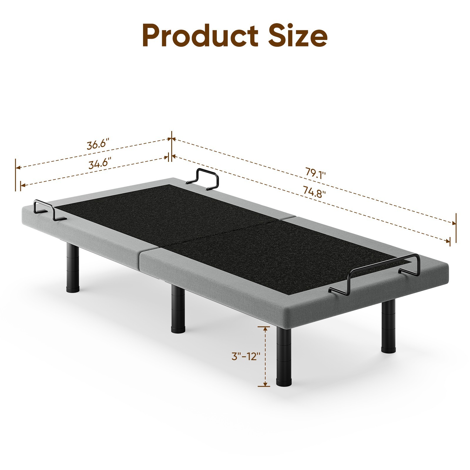 Upgraded Power Base Adjustable Bed Frame Wireless Remote Dual Motor Twin XL