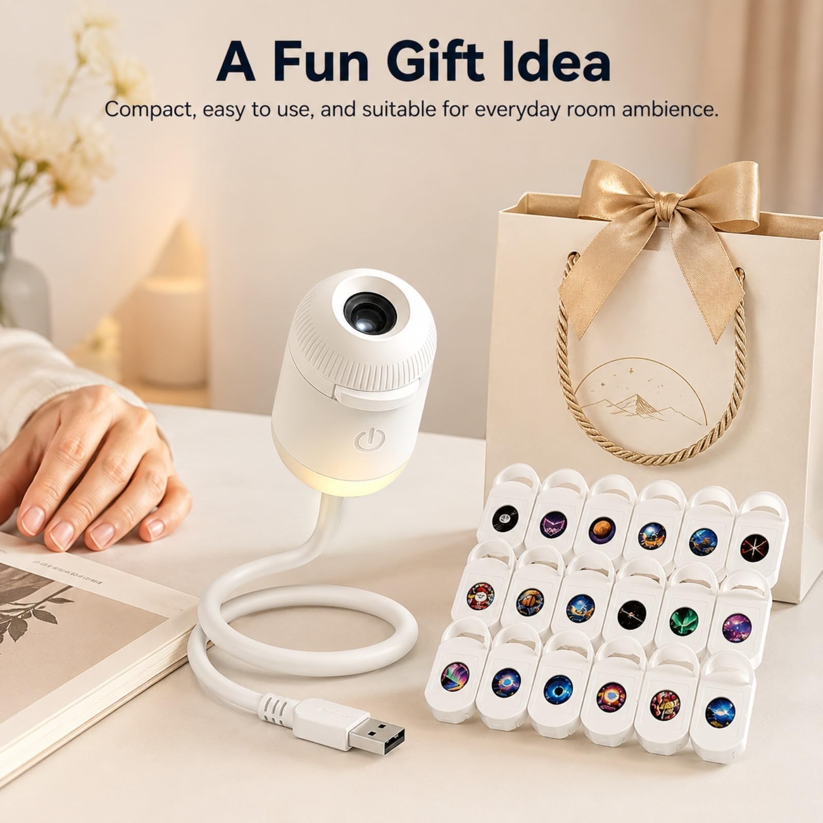 Plug and Play HD Star Projector Night Light, USB Galaxy Ocean Ceiling Projector