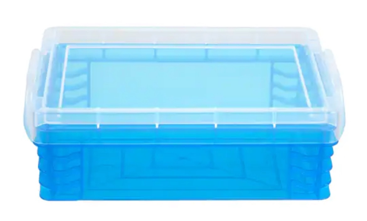 40-Pack Super Stackers BLUE Crayon Box Plastic Storage Containers Lids NEW
