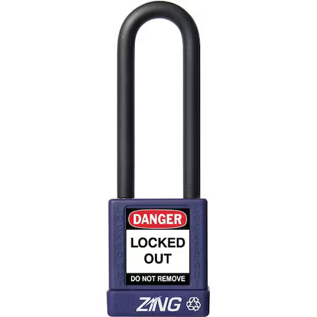 Zing 7057 Lockout Padlock, Keyed Alike, Aluminum, Purple, 3 In Shackle Height,