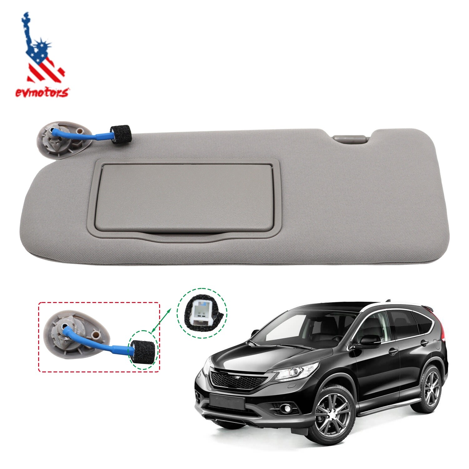 Left Driver Side Sun Visor With Mirror & Light Gray for 2017-2022 Honda CR-V