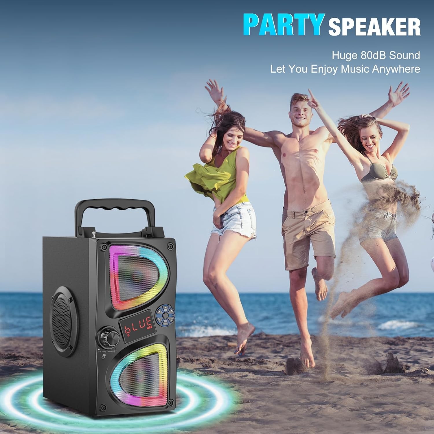 Bluetooth Speaker, 60W(Peak) Wireless Portable Bluetooth Speakers, Beat-Driven