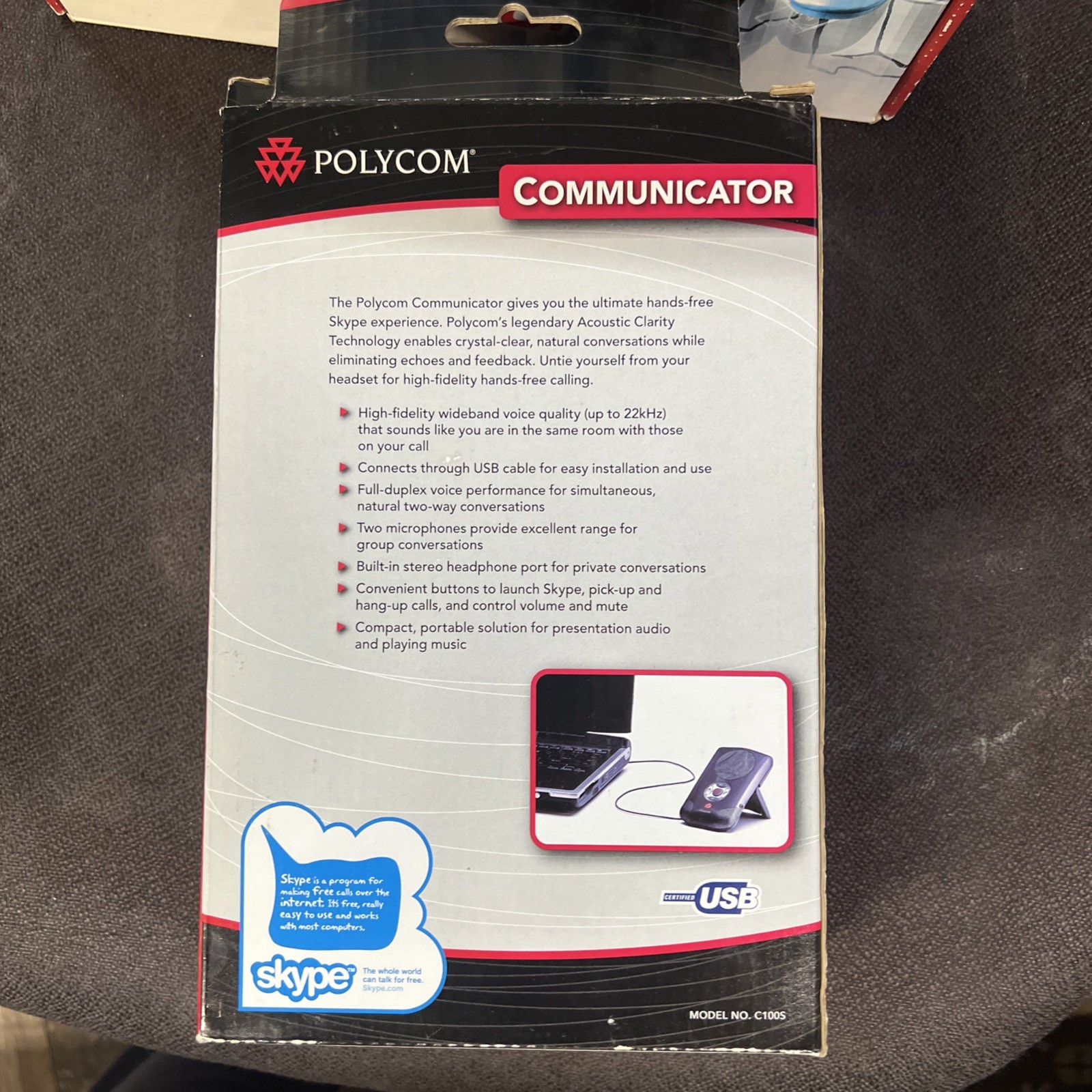 Polycom Communicator C100S USB Desktop Speaker Phone Microphone Skype