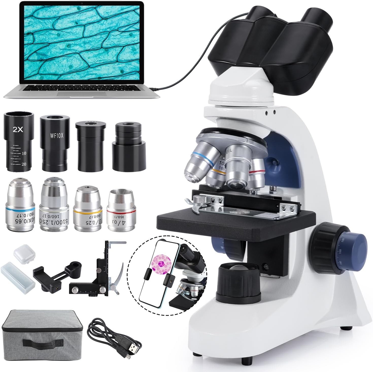 Biological Compound Microscope- 40X-2500X Digital w/LCD Heated Stage (Optional)