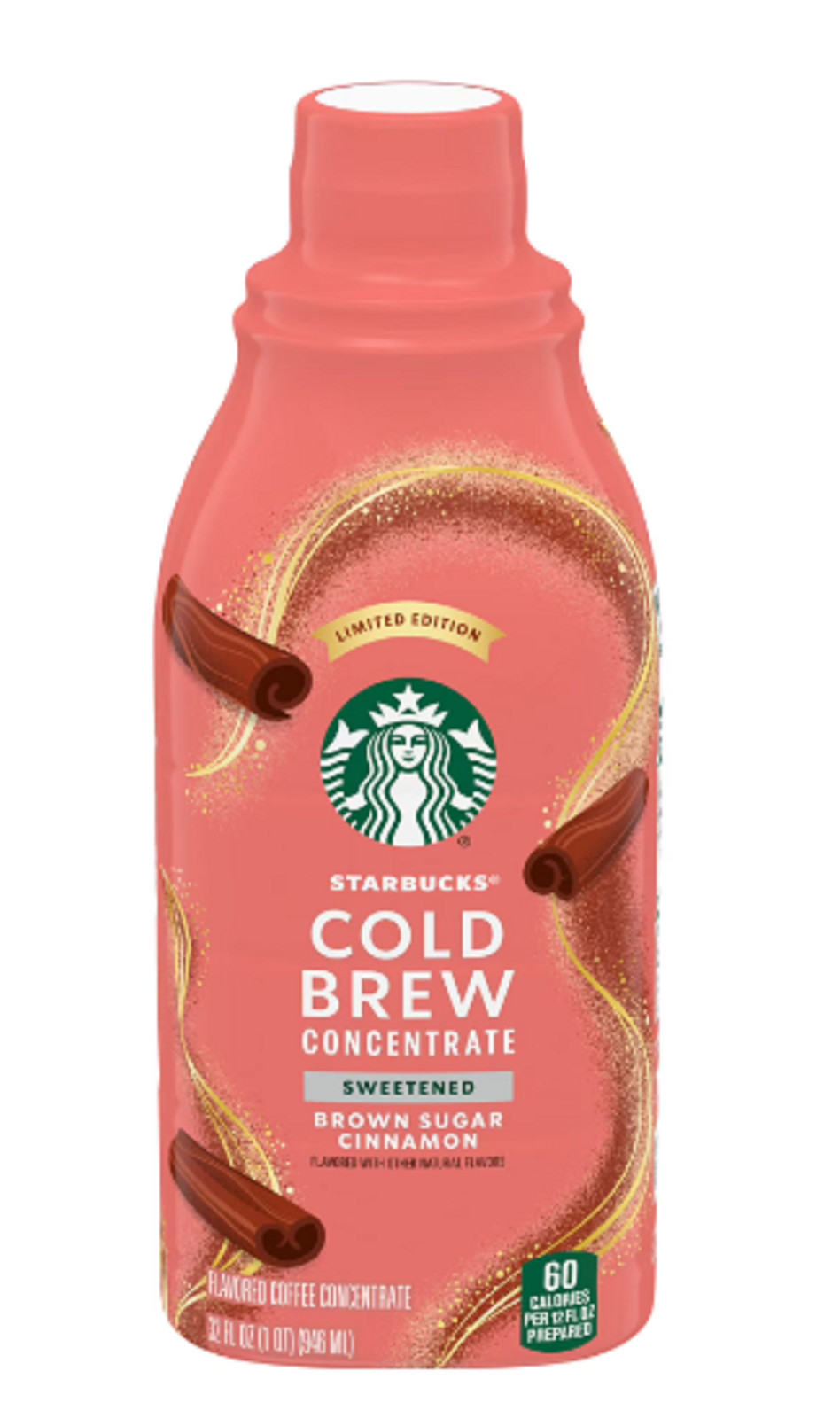 Starbucks Cold Brew Coffee Concentrate, Sweetened Brown Sugar Cinnamon Flavored