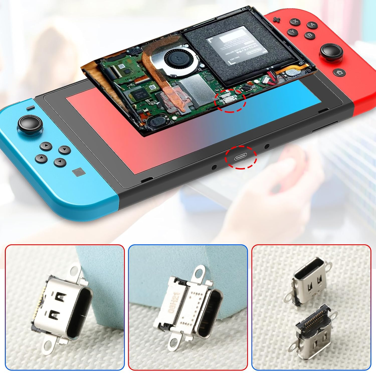 2 Pack for Switch Charging Port Replacement for Switch Dock Connector NS Switch