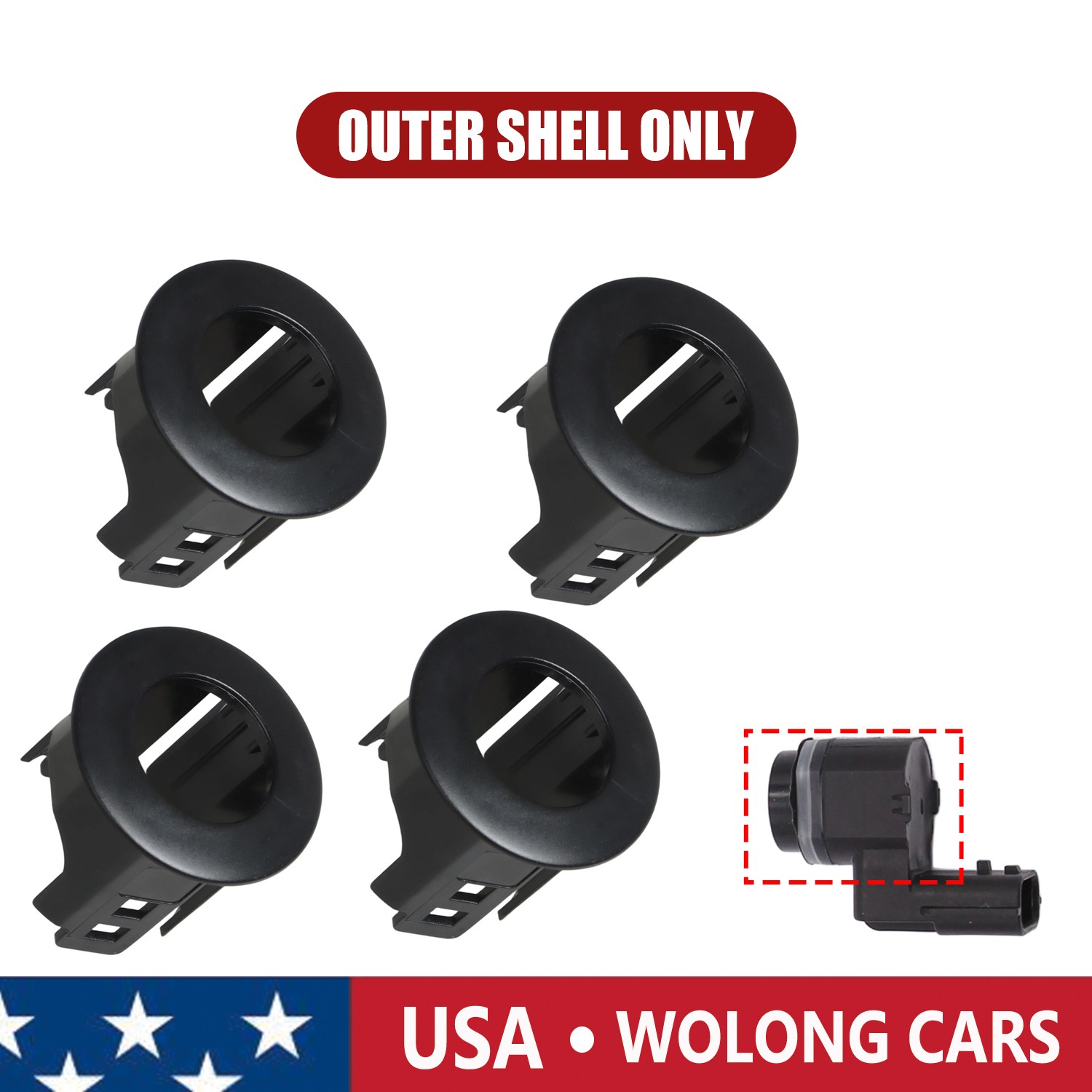 4PCS Black Front Parking Sensor Cover for 17-19 Nissan Titan Titan XD 25994EZ01A