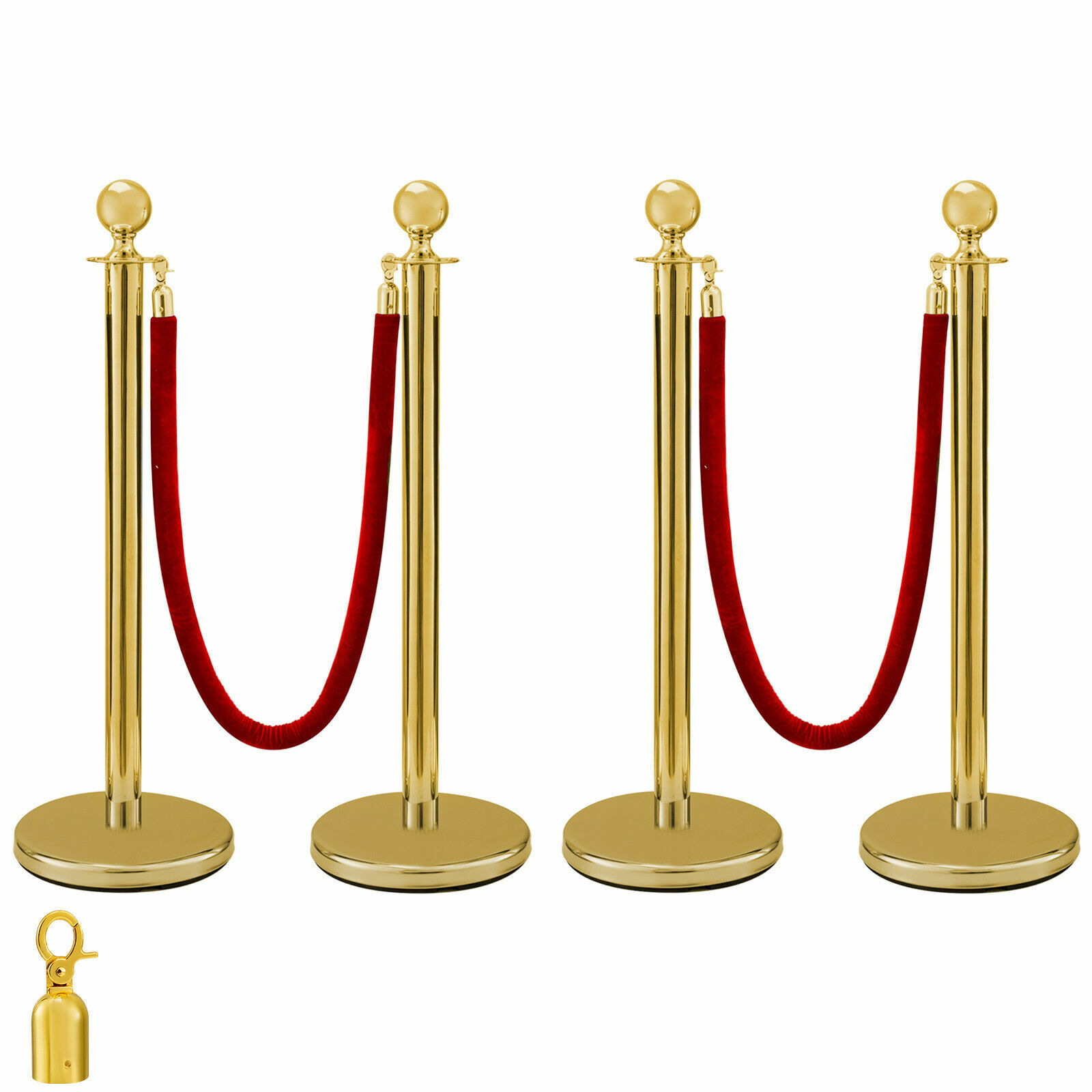 1Pc Barrier Rope Crowd Control Stanchion Queue Red Velvet Rope