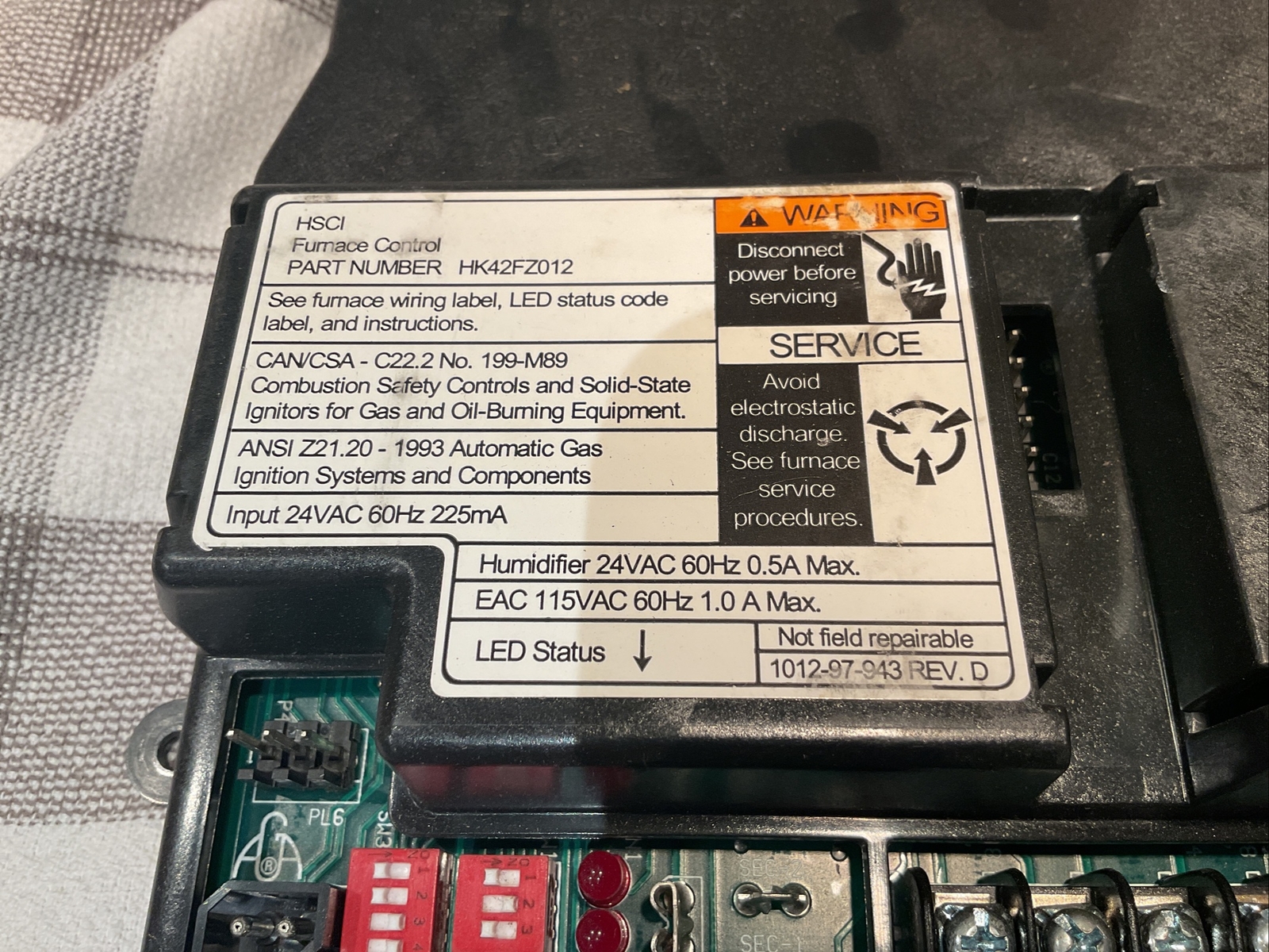 OEM Carrier Bryant Payne HK42FZ012 HCSI Control Board