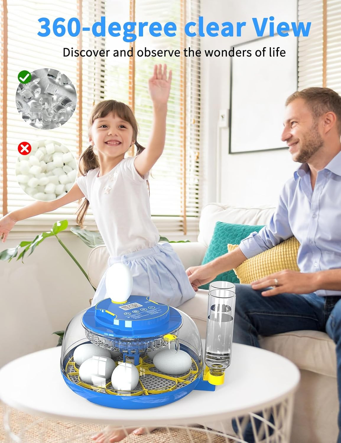 18-Egg 360° Panoramic Egg Incubator with Automatic Egg Turning and Humidity Cont