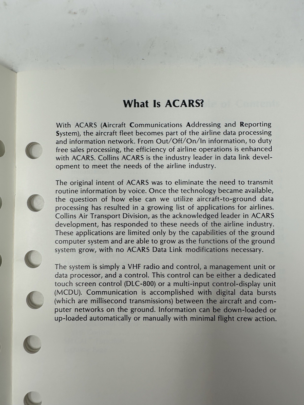 Rockwell Collins ACARS IDU Operator Guide 1992 Aircraft Avionics Manual