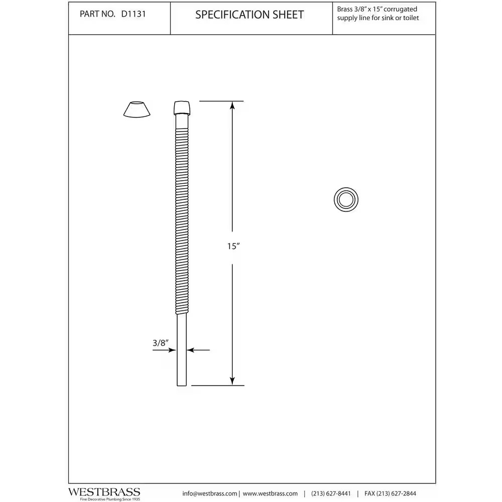 3/8 In. X 15 In. Corrugated Riser for Faucet and Toilet, Oil Rubbed Bronze