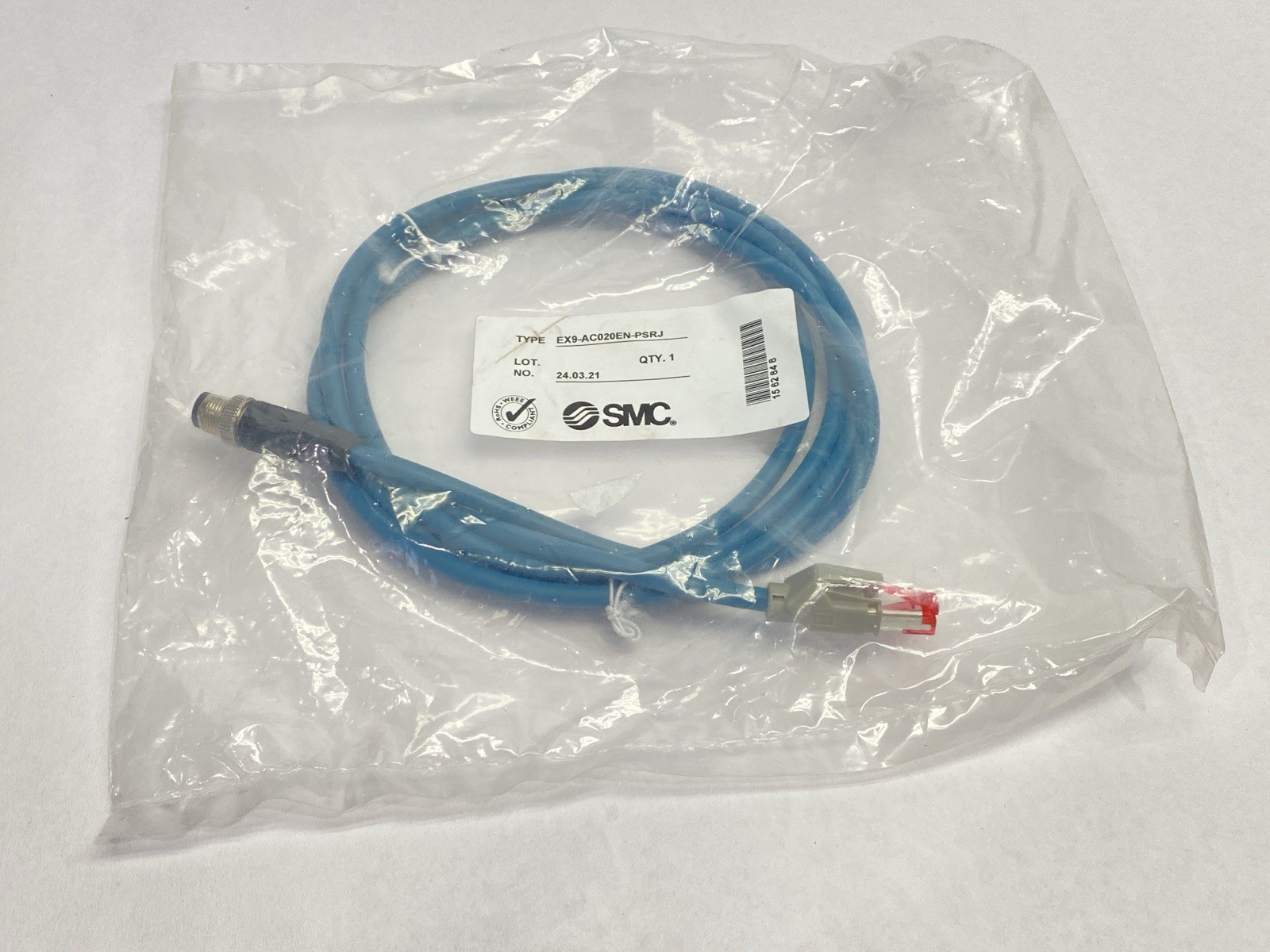 SMC EX9-AC020EN-PSRJ Serial Communication Cable M12 4-Pin Male to RJ45 2m