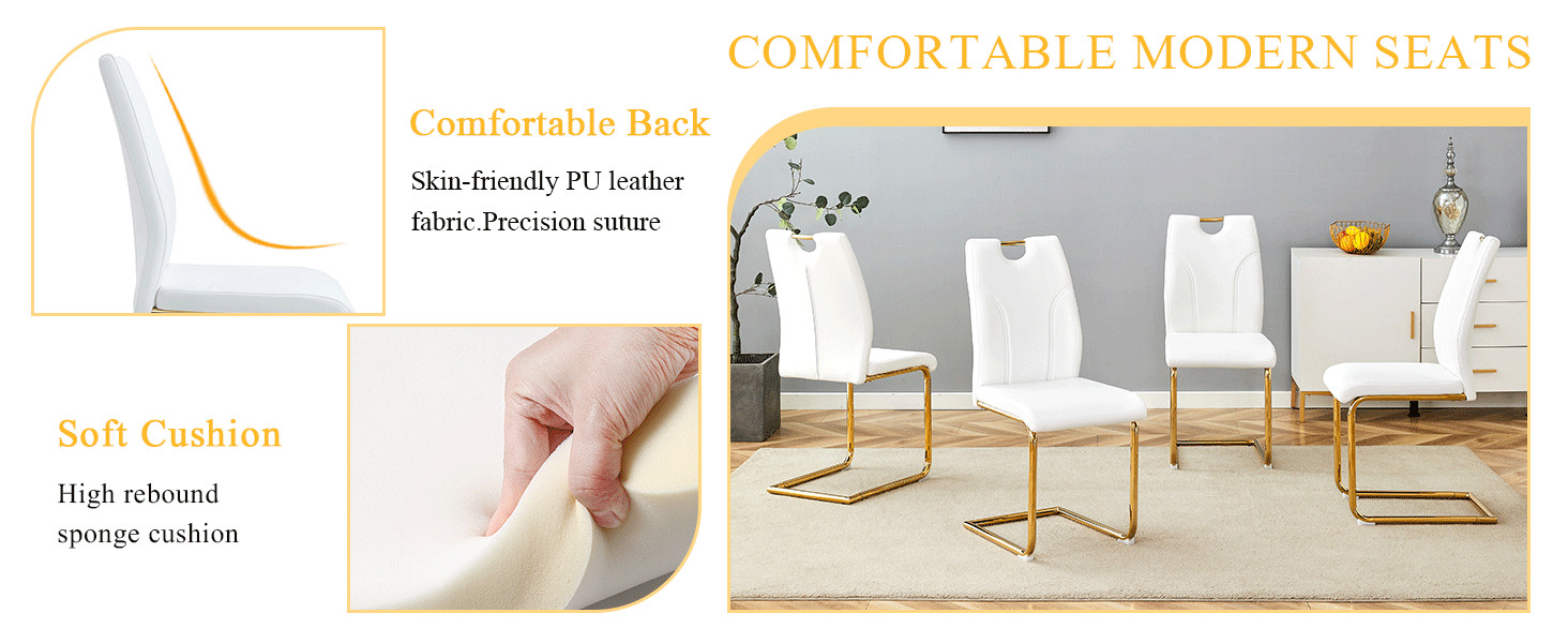 White PU Dining Chair Set.Uniquely designed white dining chairs. PU material,