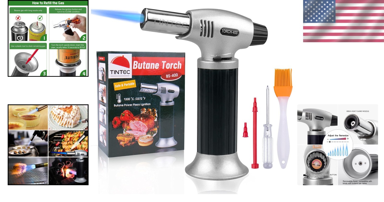 Professional Chef Cooking Torch - Adjustable Flame, Compact & Portable Design