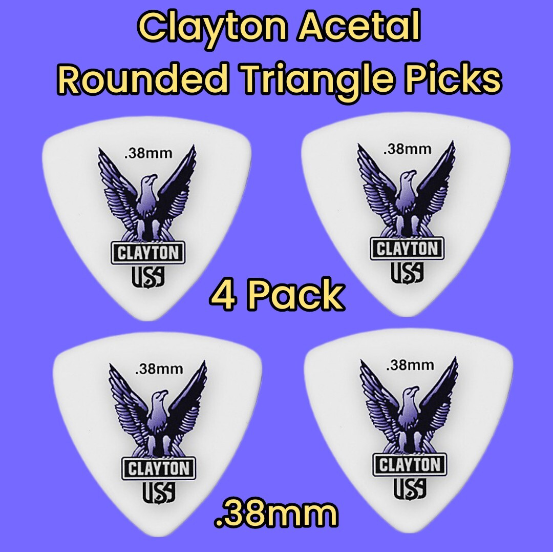 Clayton Acetal Rounded Triangle Guitar Picks .38mm 4 Picks