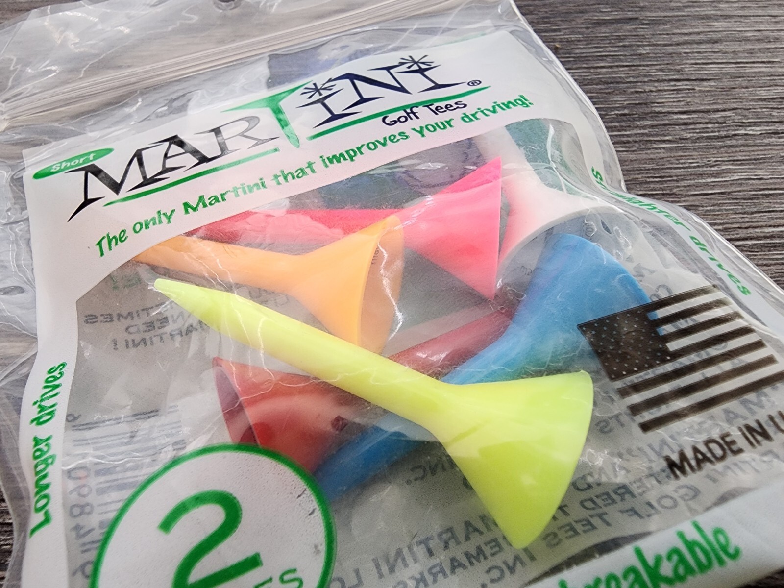 MARTINI Golf Tees 1 pack of 6 assorted color Short tees 2"⛳⛳⛳