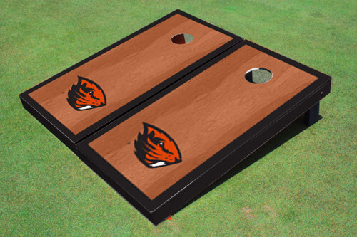 Oregon State University Black Rosewood Matching Border Cornhole Boards