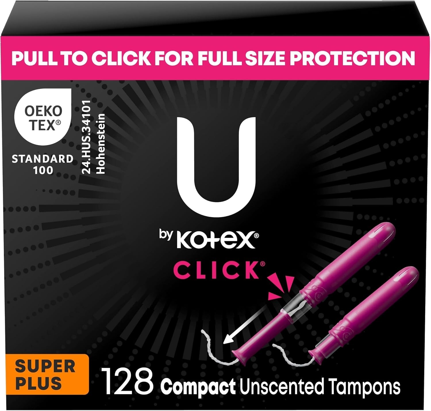 Click Compact Tampons Super Plus Unscented 128 Count Feminine Hygiene