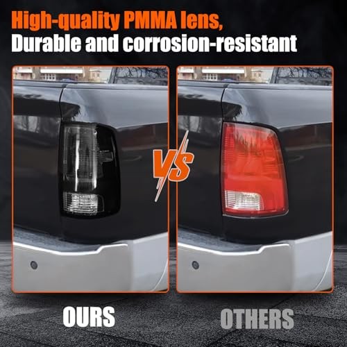 Pair Smoked Tail Lights w/Bulbs for 2009-2018 Dodge Ram Black
