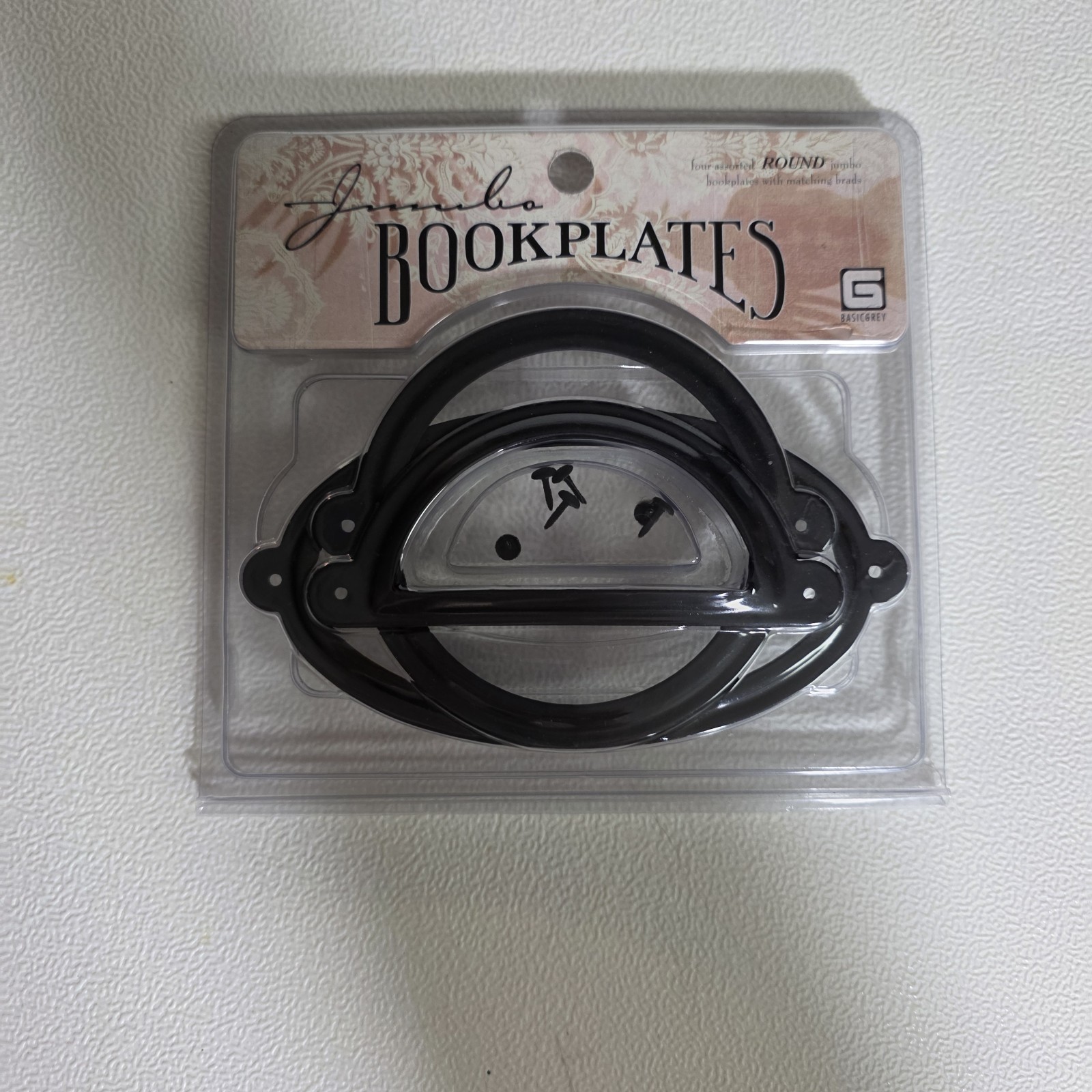 BASICGREY Jumbo Book Plates 3 Only Round Oval and 1/2 Round Journaling Projects