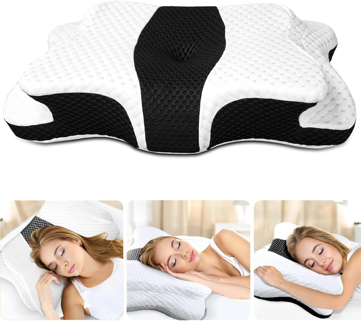 CHxxy Memory Foam Pillows, Cervical Pillow for Neck and Shoulder Pain Relief, Er
