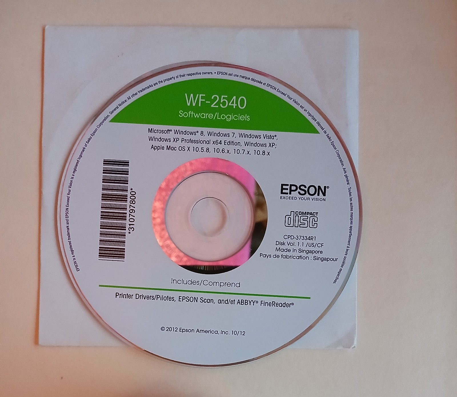 EPSON WORKFORCE WF-2540 SOFTWARE CD