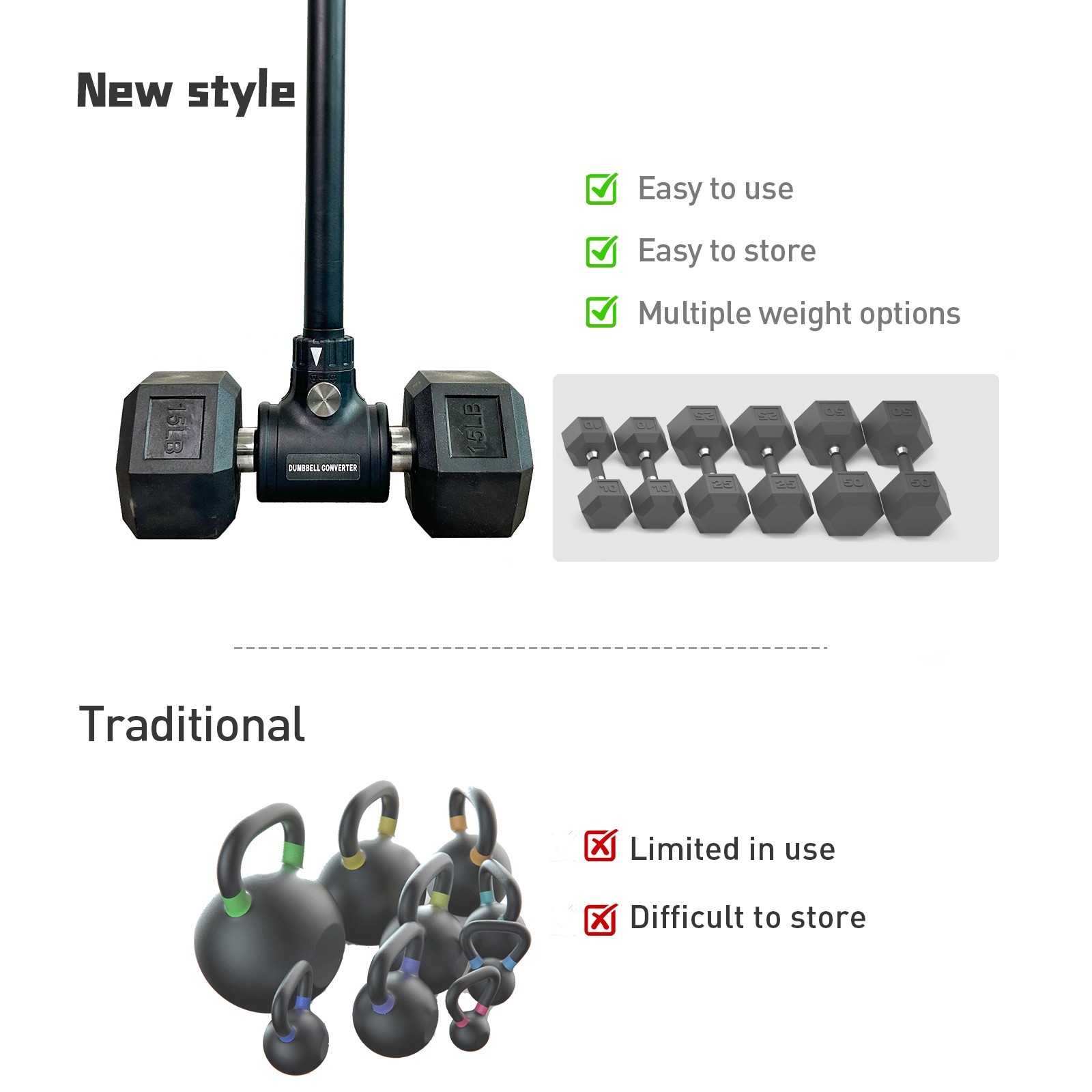 Upgrade Split Dumbbell Barbell Converter Bar Adjustable Capacitry Gym Strength