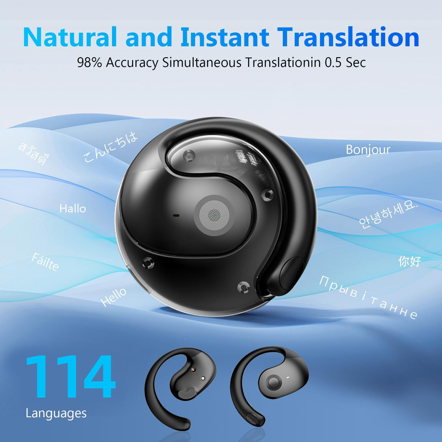 Translation Earbuds Wireless Bluetooth Translator 150 Languages OWS Headphone