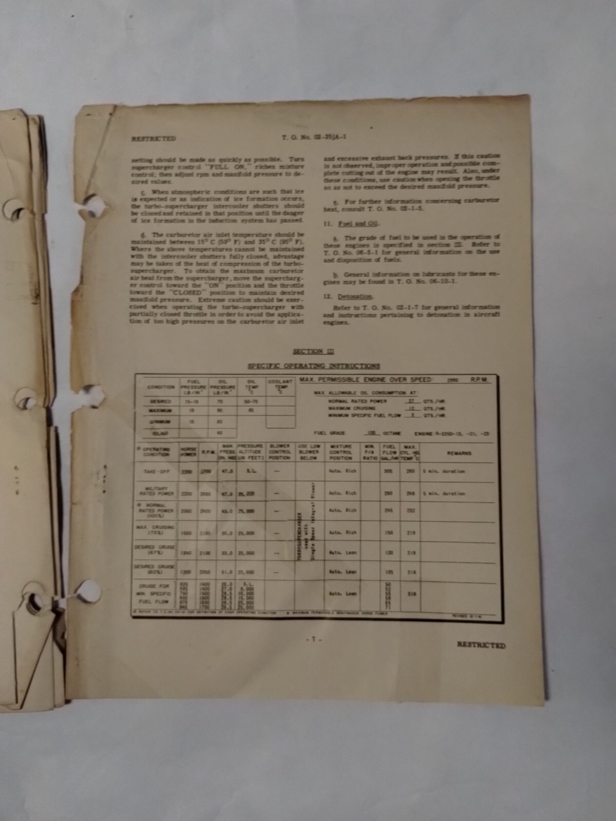 Wright Aircraft Engine & Associated Models R-3350-13, 21,23 Operation Instruct.