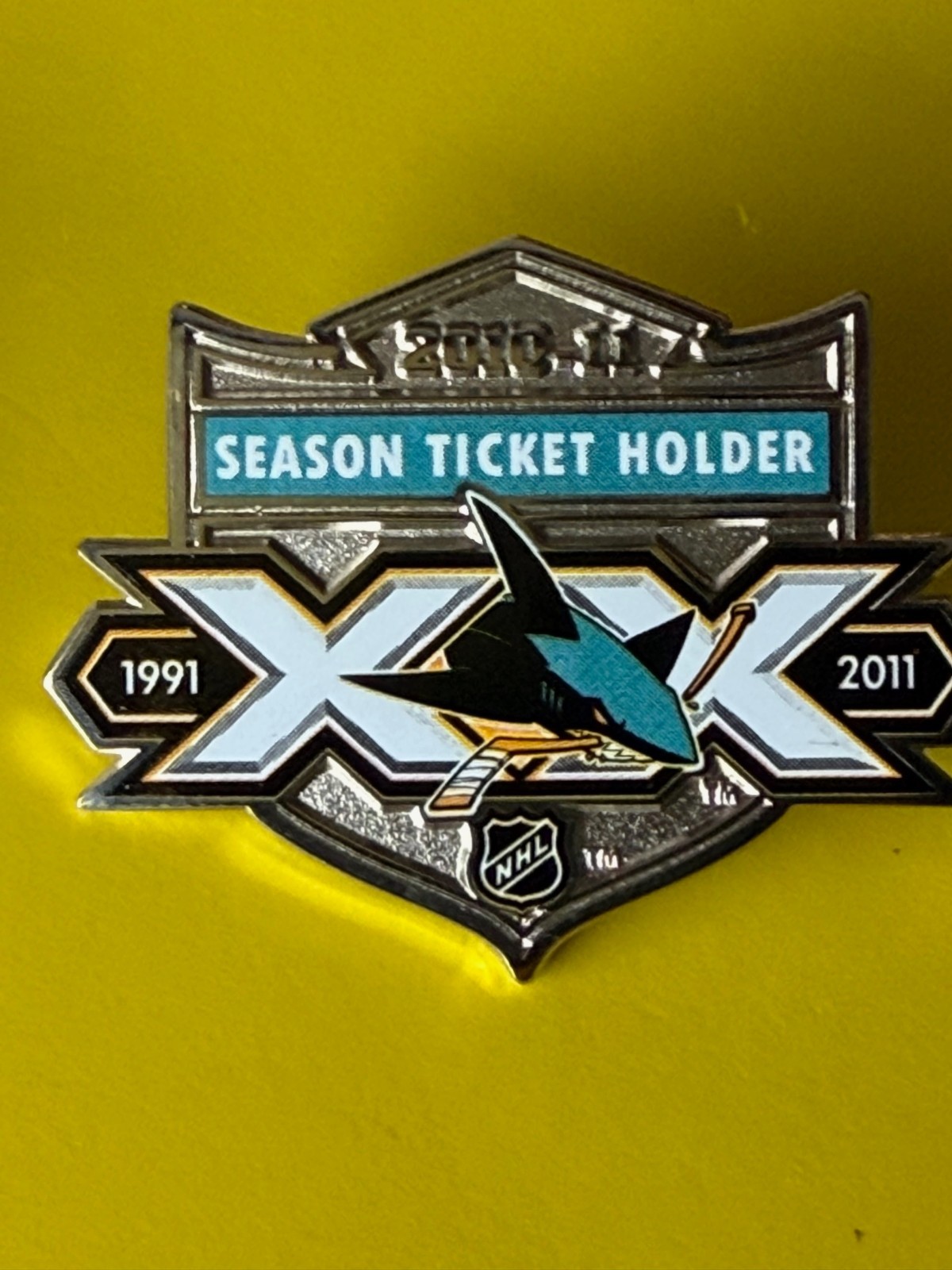 Exclusive 2011 San Jose Sharks NHL Collectible Lapel Pin - XX 20th anniversary