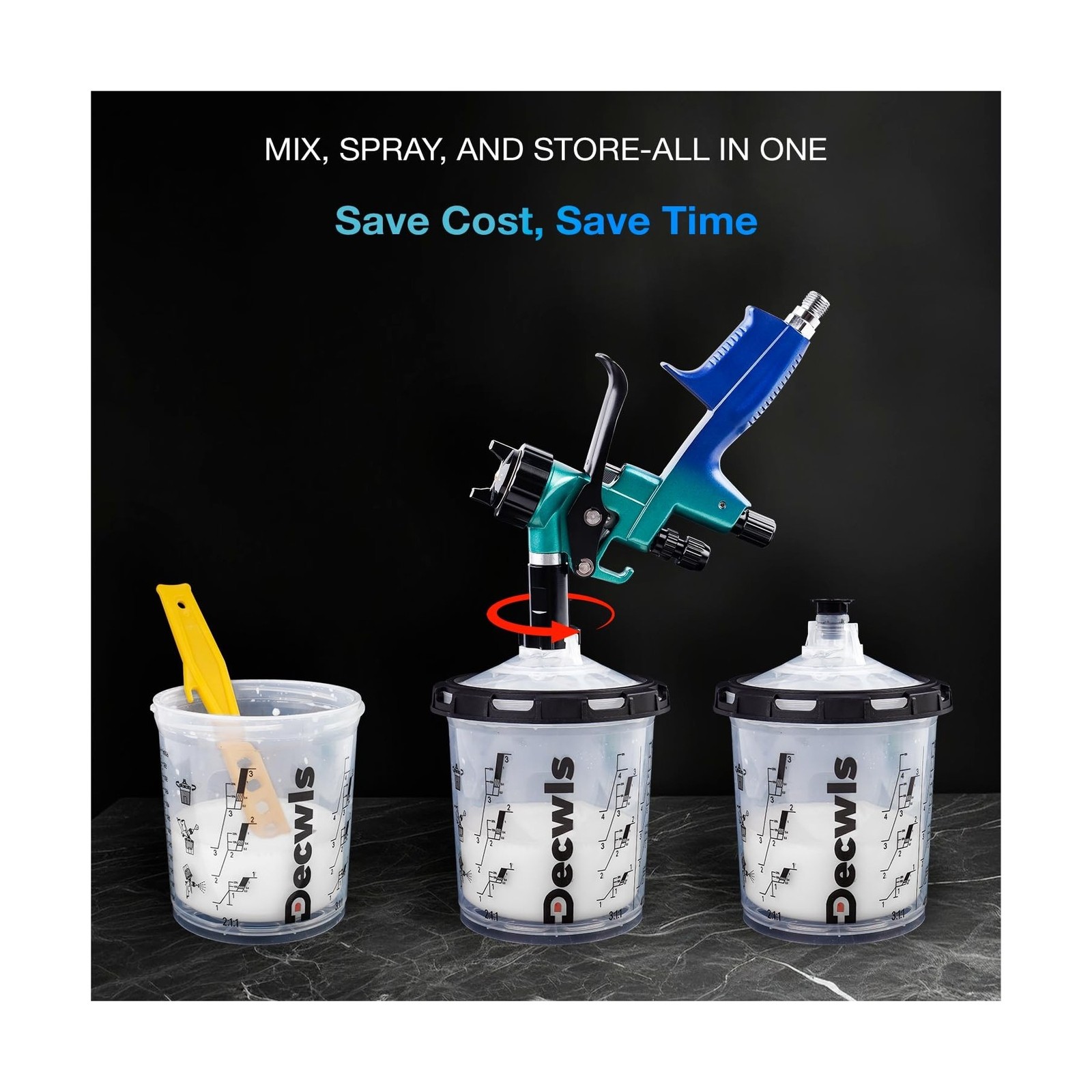 Disposable Paint Cup System 20 Ounce (600ml) Kit - 50 Pack Paint Cups with Li...