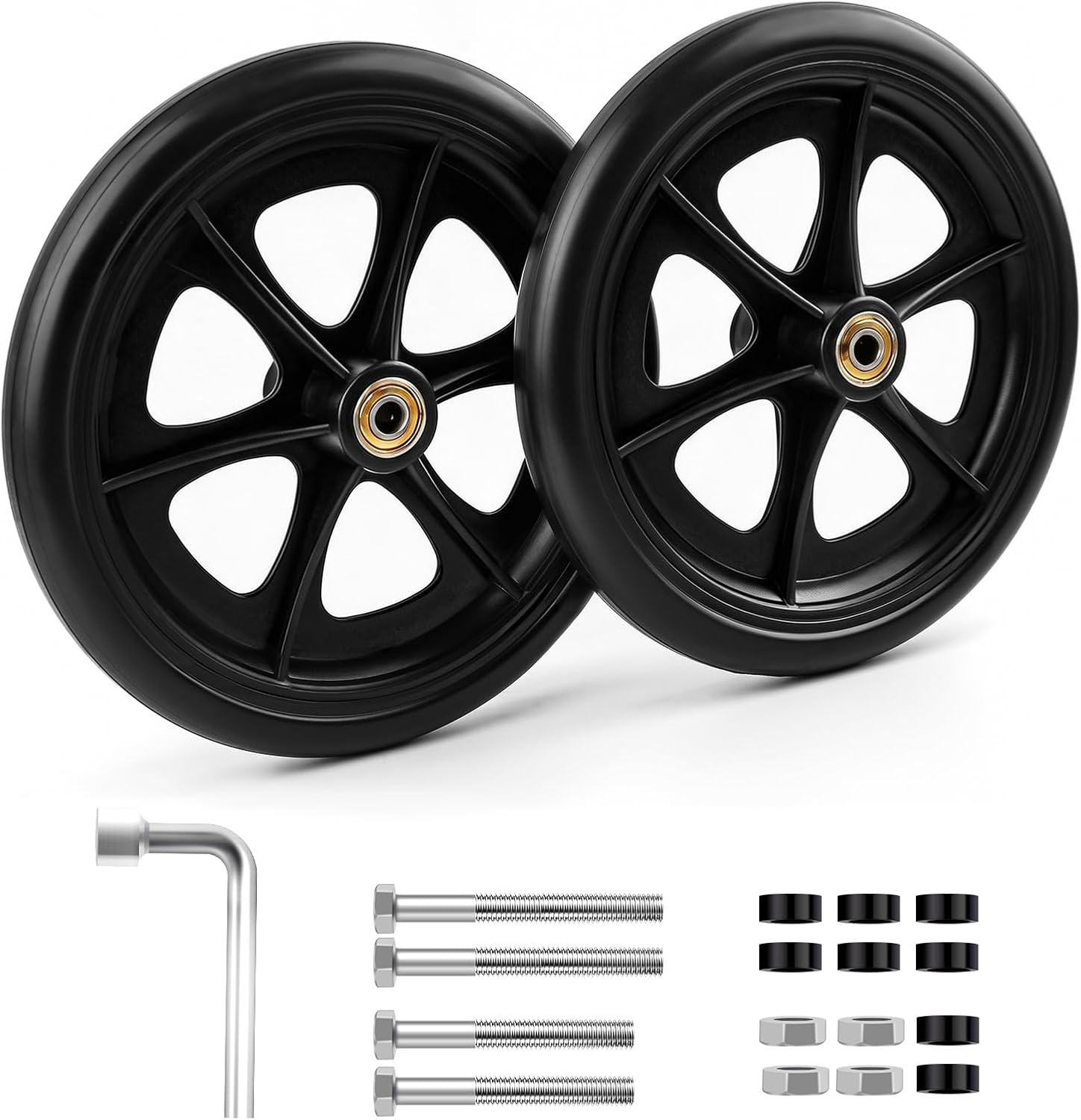 Heavy Duty 8 Inch Replacement Wheels for Wheelchairs & Rollators - Easy Install
