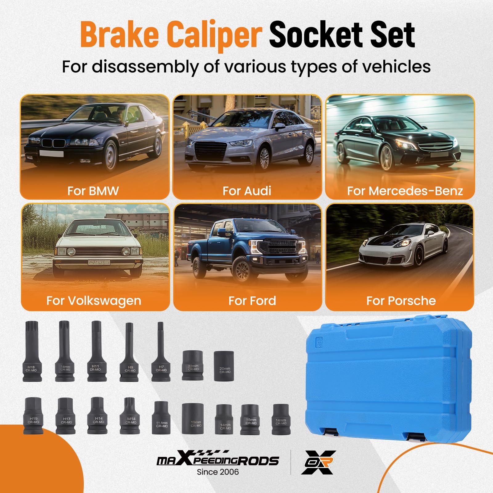 maXpeedingrods 16Pcs Impact Brake Caliper Socket Set, 1/2" Square Drive...