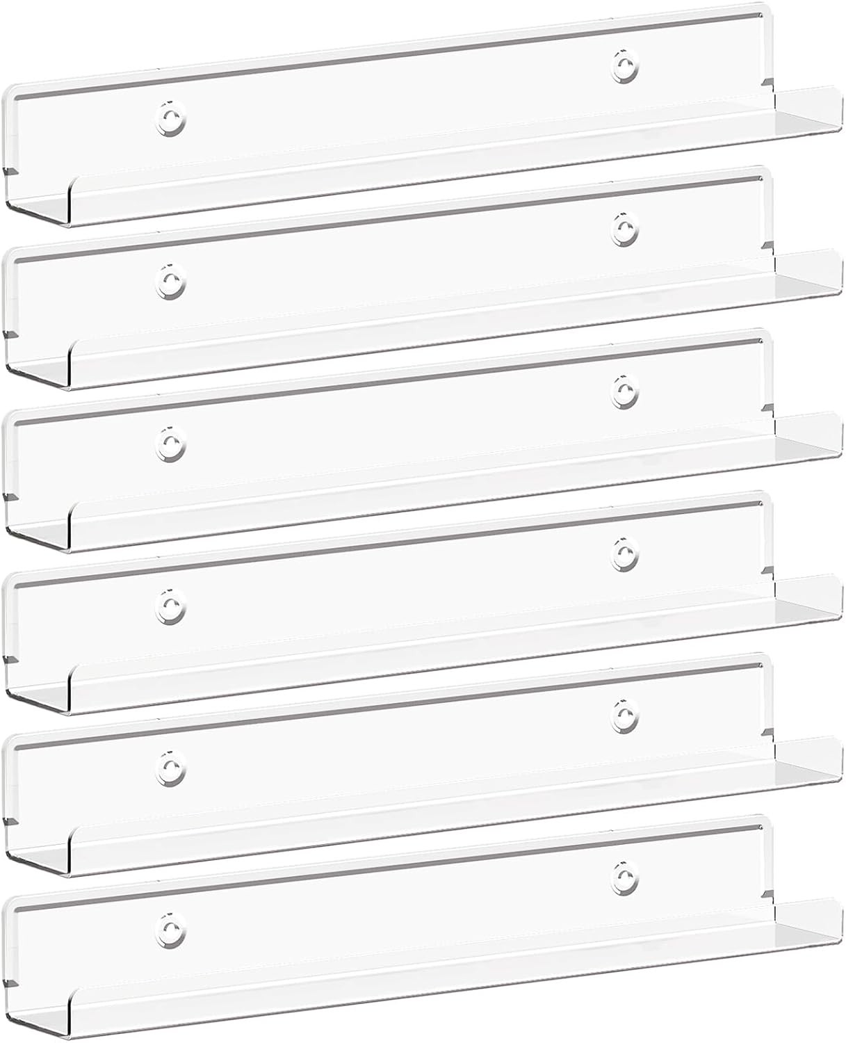 Narrow Floating Shelves Vinyl Record 6 Pack 12" Clear Wall Shelves Nail