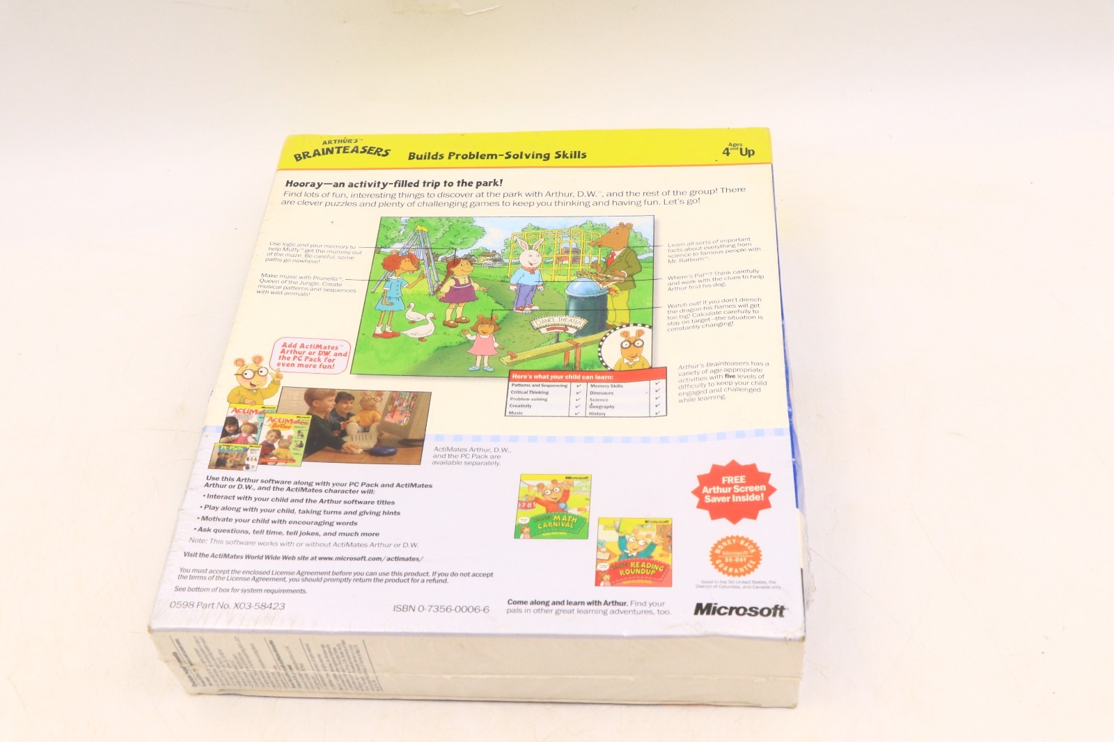 Arthur's Brainteasers Microsoft Windows 95&NT Vintage Computer Game New Sealed