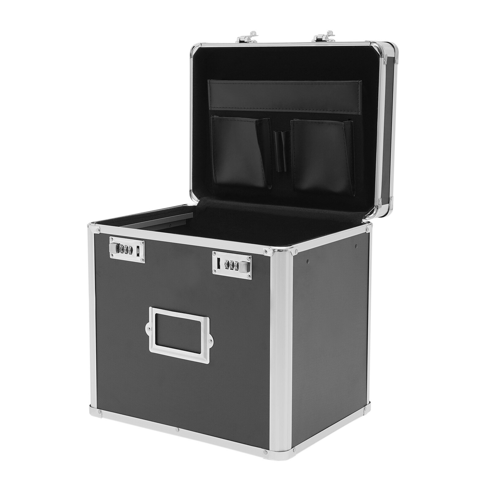 Large, Portable Locking Storage Box for Filing Letters & Documents w/Lock Black