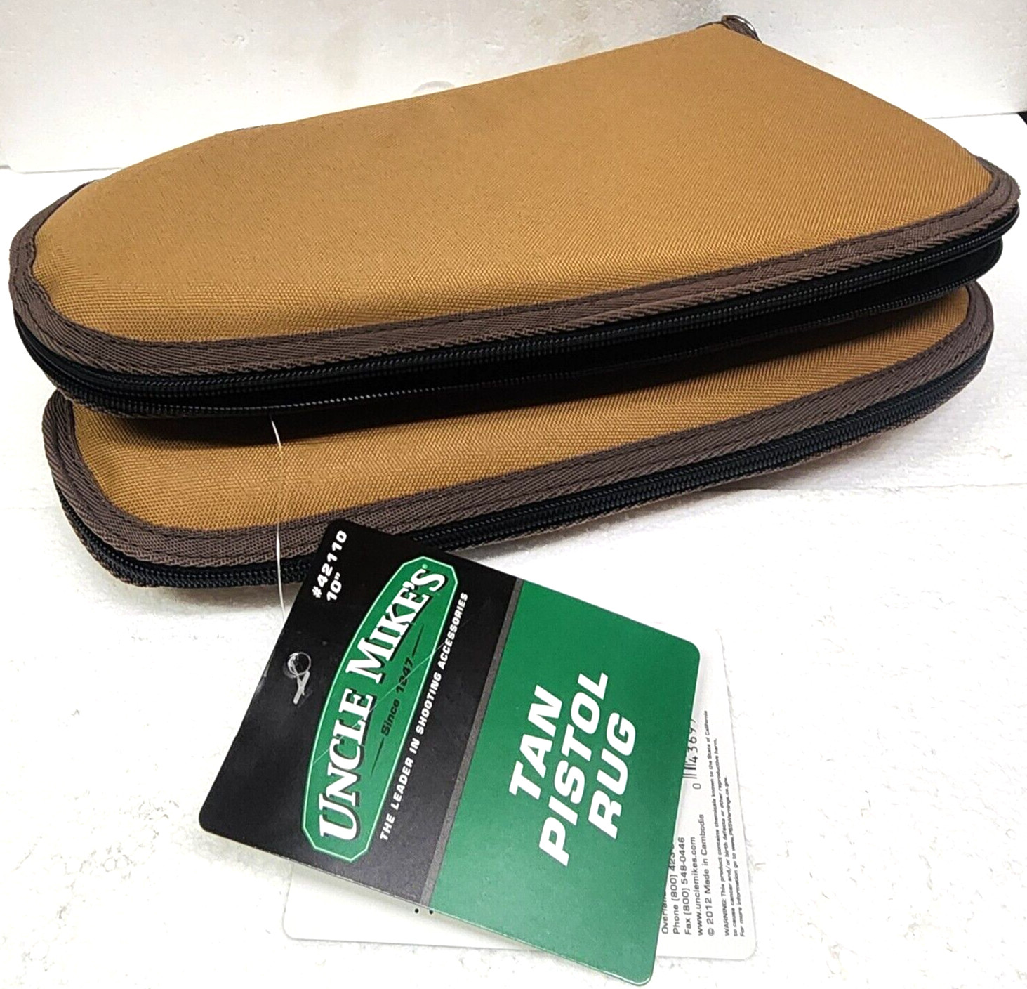 2) PACK!!! Uncle Mikes Ballistic Nylon Pistol Rug Lockable 10" Tan/Black 42110