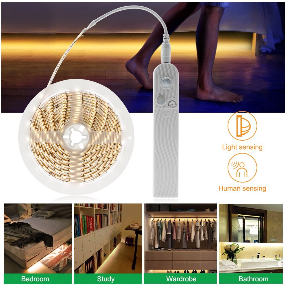 Motion Sensor LED Strip PIR Sensor LED Strip 2835 forDIY Under Bed Light Bedroom