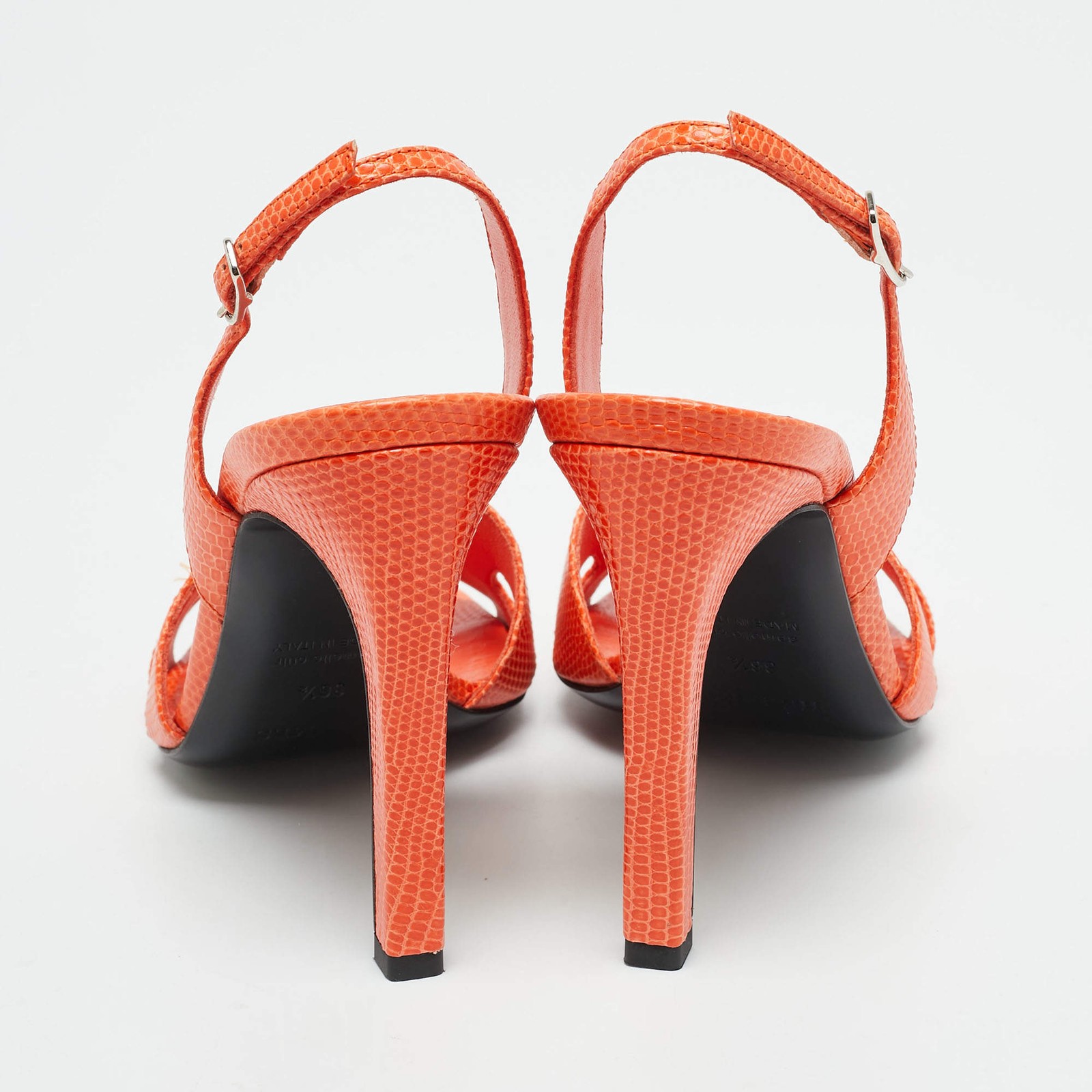 Hermes Holy Size 36.5 Orange Lizard Leather Slingback Sandals