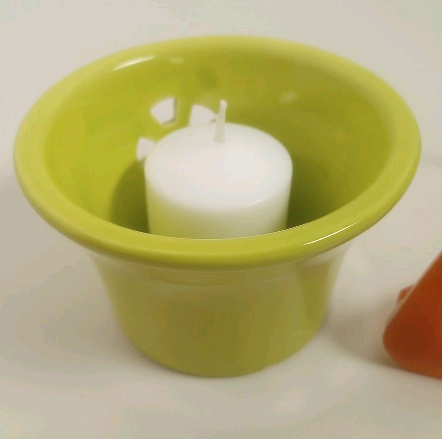 Lime Green Round Tea Light Cup Geometric Spoke Cutout Modern Citrus Slice Decor