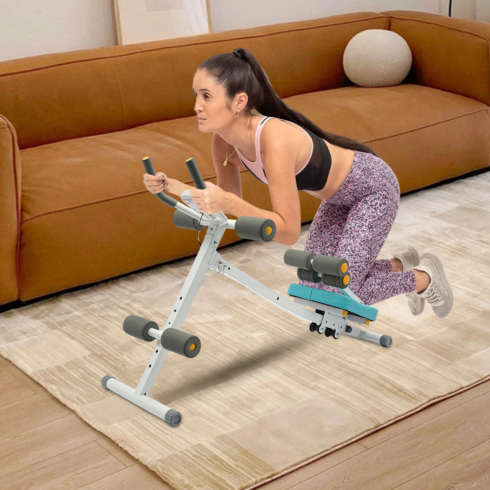 Foldable Multi-Workout Ab Machine Abdominal Cruncher Sit Up Bench Side Shaper