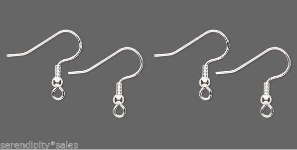 500 SILVER Plated Stainless Steel Ear Wires ~ Earrings w/ Bead ball + Coil SHINY